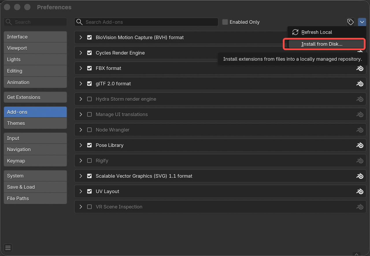 Preferences에서 Plugin package 설치 — 원문 안내 이미지 5